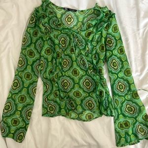 Zara Green Patterned Blouse